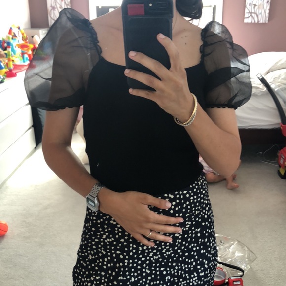 NWOT Zara Black Ruffle Top - Picture 4 of 6